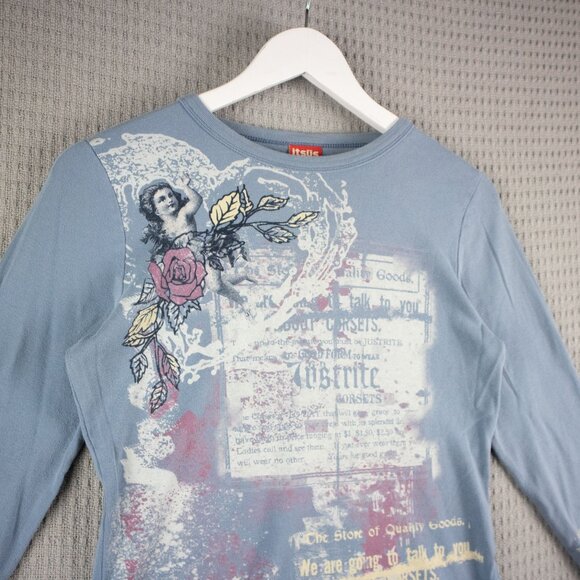 Itsus Cherub Roses Grunge Longsleeve Womens Large - Picture 3 of 8